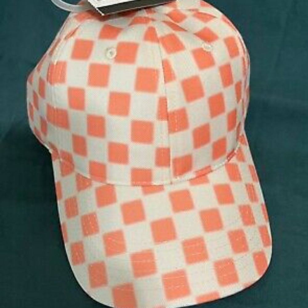 NWT ART CLASS Orange Checked Adjustable Baseball Cap